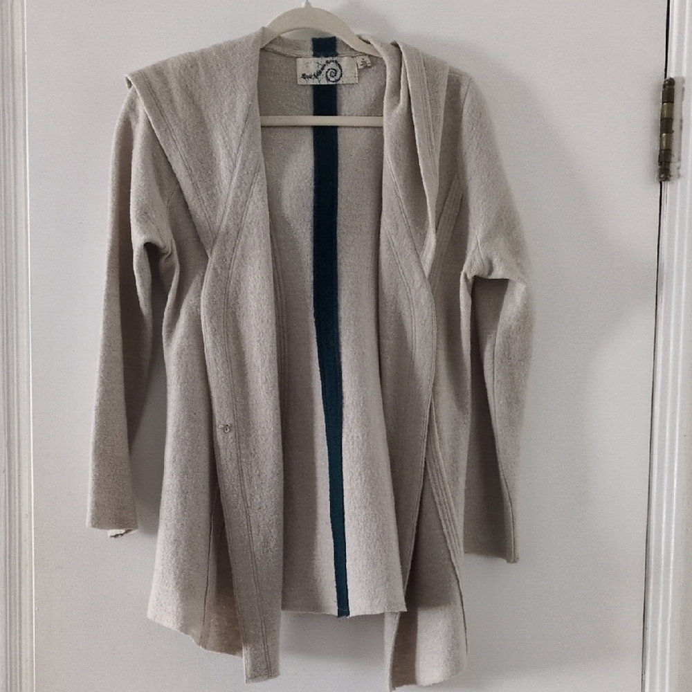 Anthropologie Rosie Neira Brand 100% Wool Hoodie Sweater Jacket Sz. M